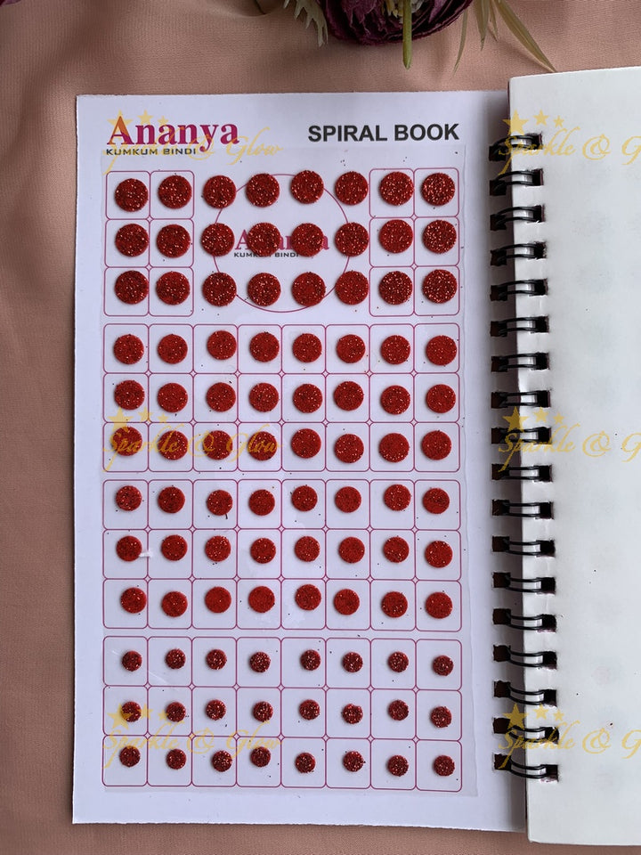 Ananya round bindi with glitter with different size in spiral book in assorted colours