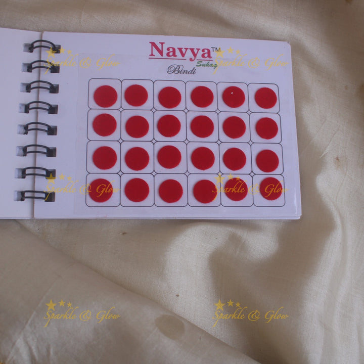 Navya round big bindi with plain glitter and 3D with in spiral book in assorted colours