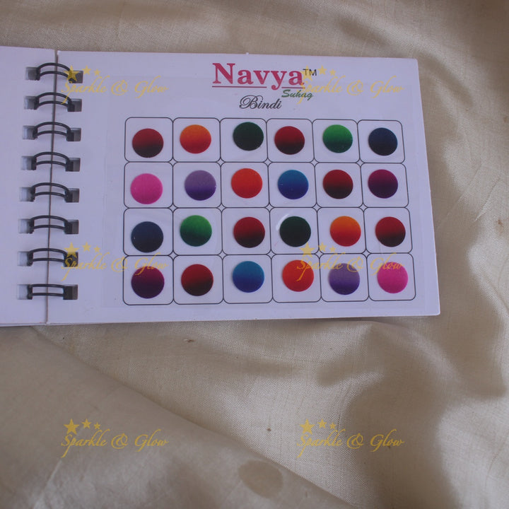 Navya round big bindi with plain glitter and 3D with in spiral book in assorted colours