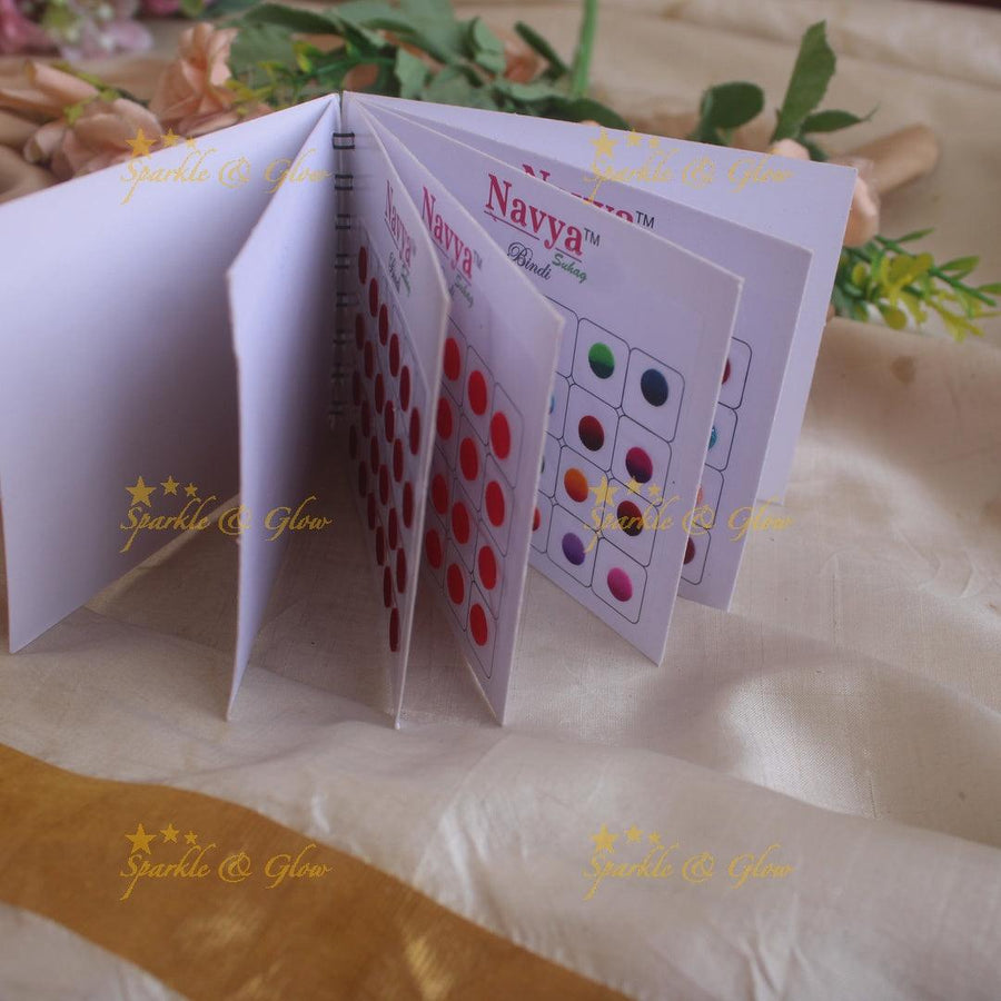 Navya round bindi with plain glitter and 3D with in spiral book in assorted colours - Sparkle and Glow