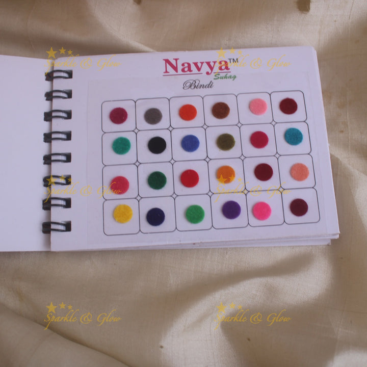 Navya round bindi with plain glitter and 3D with in spiral book in assorted colours - size 5