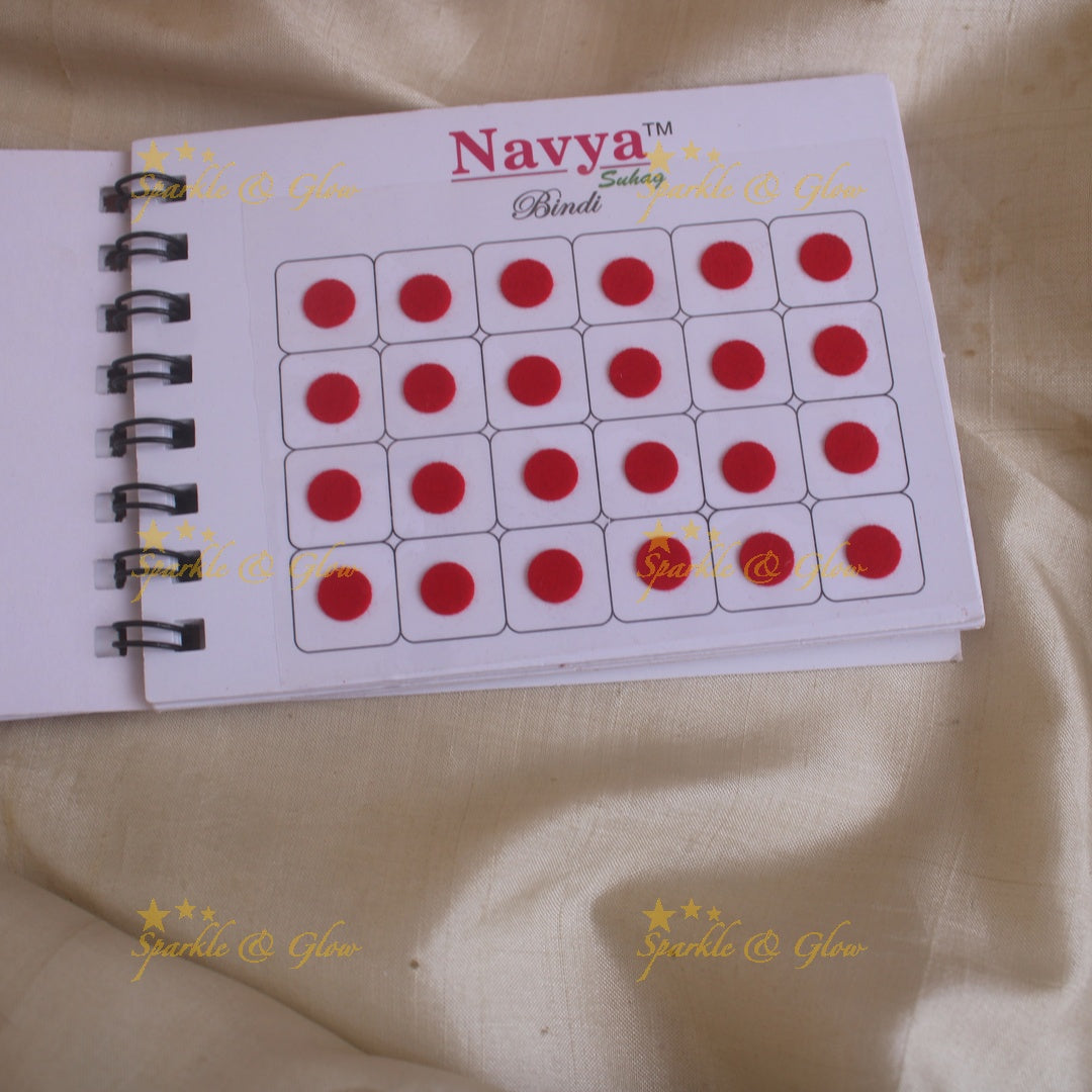 Navya round bindi with plain glitter and 3D with in spiral book in assorted colours - size 5