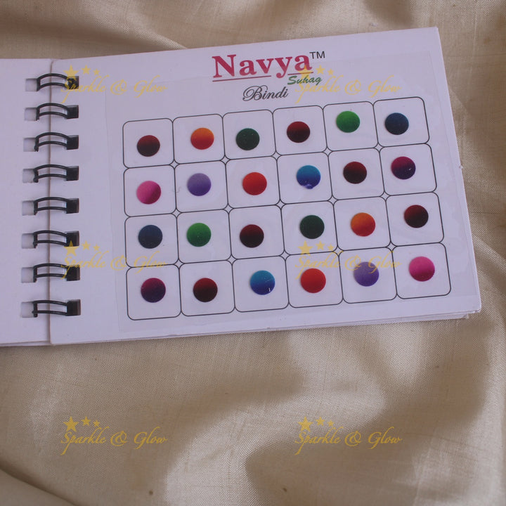 Navya round bindi with plain glitter and 3D with in spiral book in assorted colours - size 5