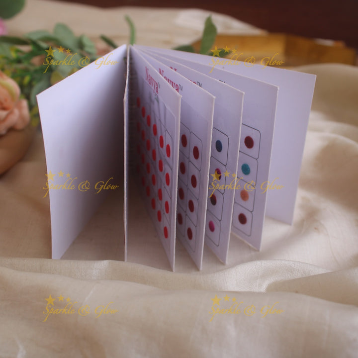Navya round bindi with plain glitter and 3D with in spiral book in assorted colours - size 6