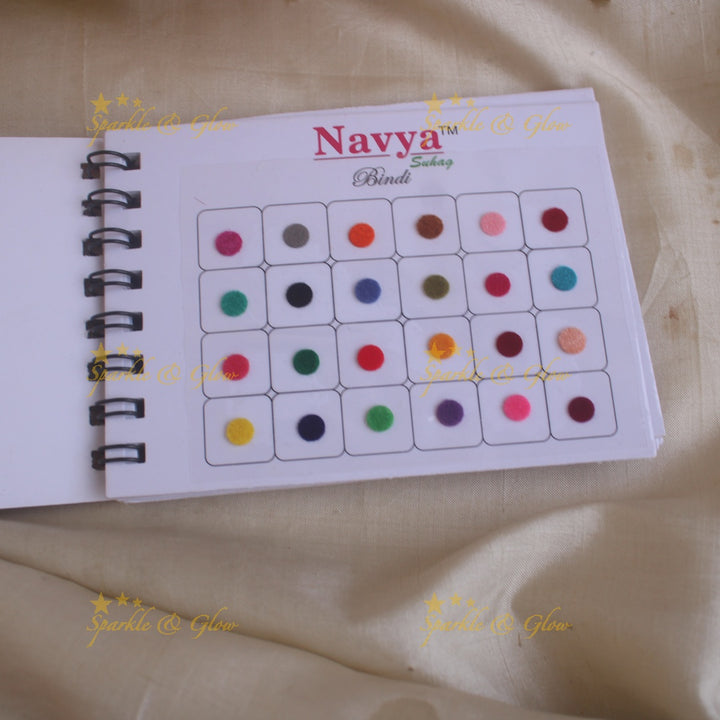 Navya round bindi with plain glitter and 3D with in spiral book in assorted colours - size 6