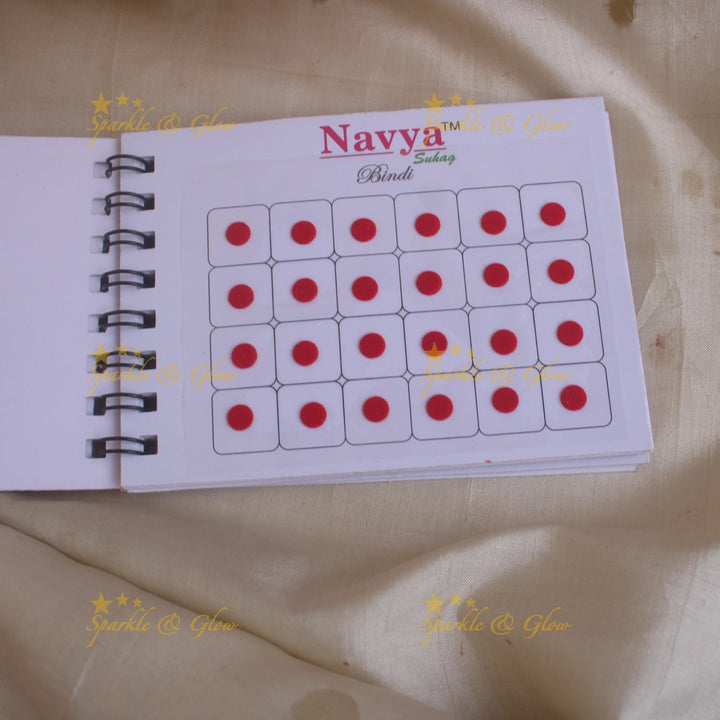 Navya round bindi with plain glitter and 3D with in spiral book in assorted colours - size 6