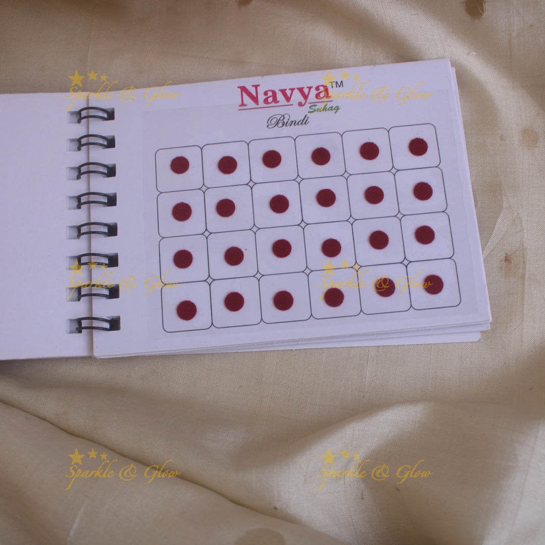 Navya round bindi with plain glitter and 3D with in spiral book in assorted colours - size 6