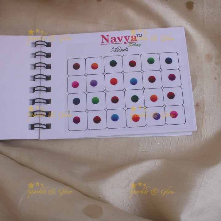 Navya round bindi with plain glitter and 3D with in spiral book in assorted colours - size 6