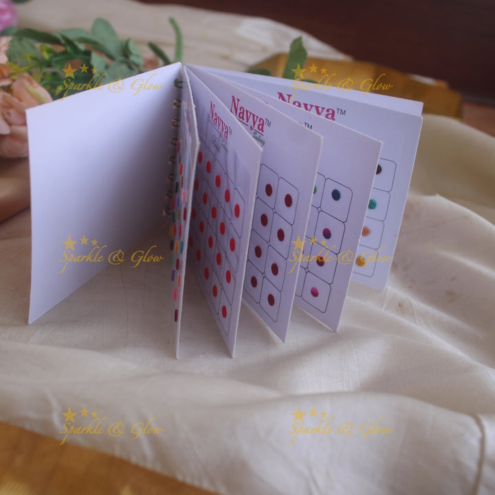 Navya round bindi with plain glitter and 3D with in spiral book in assorted colours - size 7