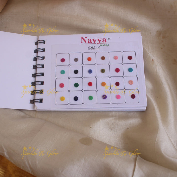 Navya round bindi with plain glitter and 3D with in spiral book in assorted colours - size 7