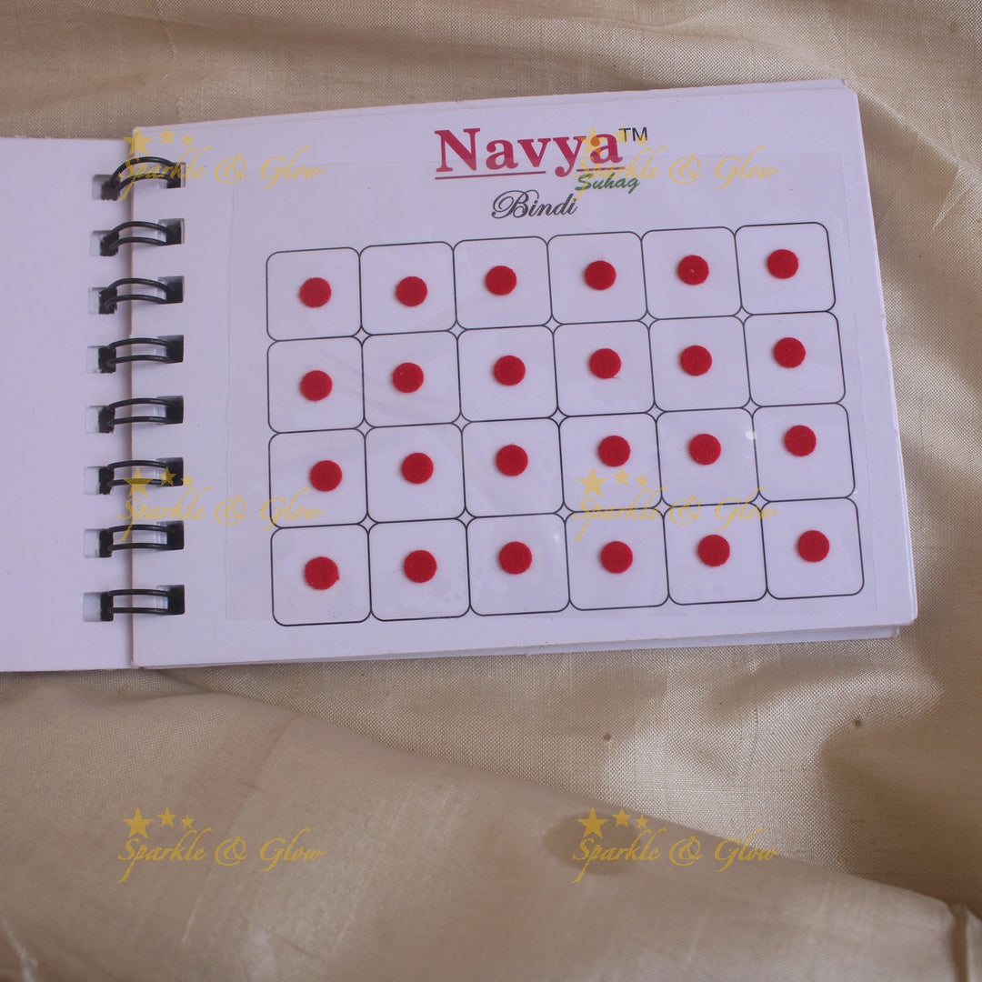 Navya round bindi with plain glitter and 3D with in spiral book in assorted colours - size 7
