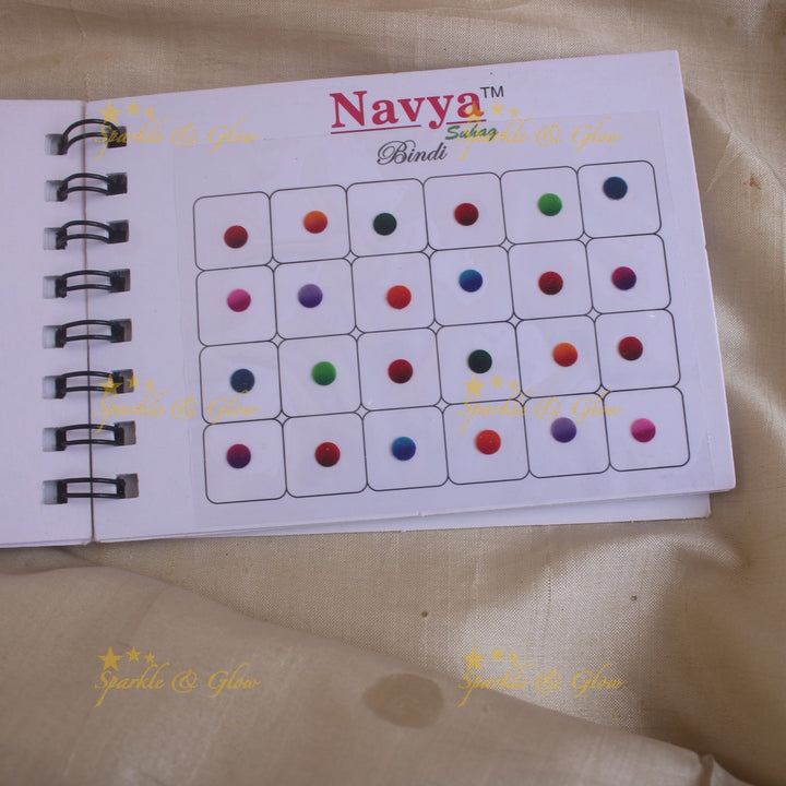 Navya round bindi with plain glitter and 3D with in spiral book in assorted colours - size 7