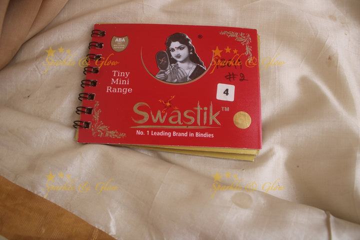 Swastik round single stone bindi with in spiral book in assorted colours - size 4