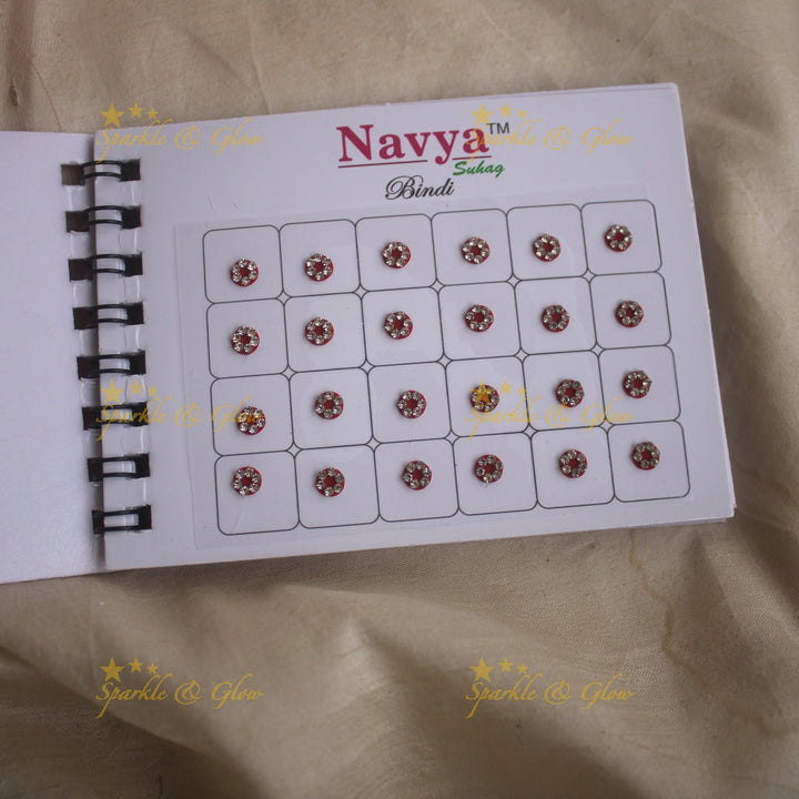 Navya round single size stone bindi with in spiral book in assorted colours - 6