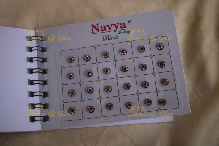 Navya round single size stone bindi with in spiral book in assorted colours - 6