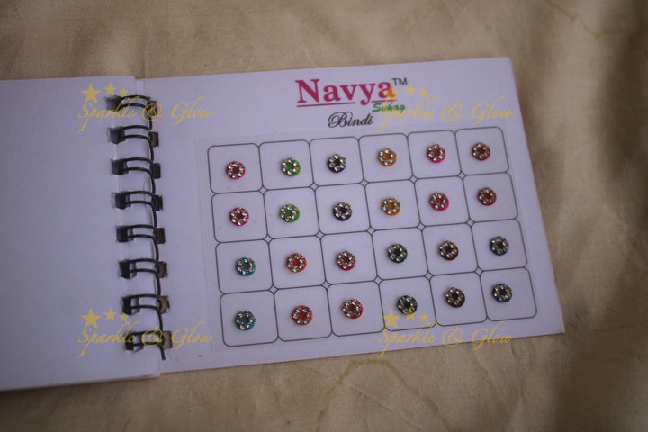 Navya round single size stone bindi with in spiral book in assorted colours - 6