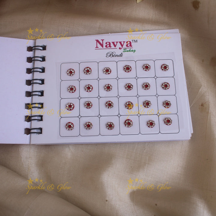 Navya round single size stone bindi with in spiral book in assorted colours - 7