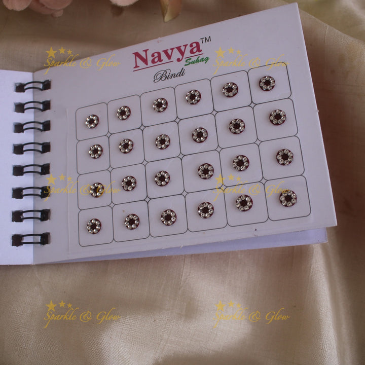 Navya round single size stone bindi with in spiral book in assorted colours - 7