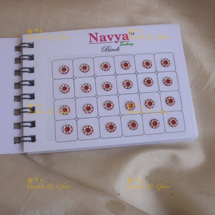 Navya round single size stone bindi with in spiral book in assorted colours - 8