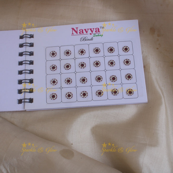 Navya round single size stone bindi with in spiral book in assorted colours - 8