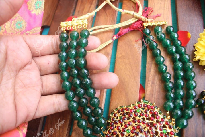 Handmade agate beads kemp choker - Green - Sparkle and Glow