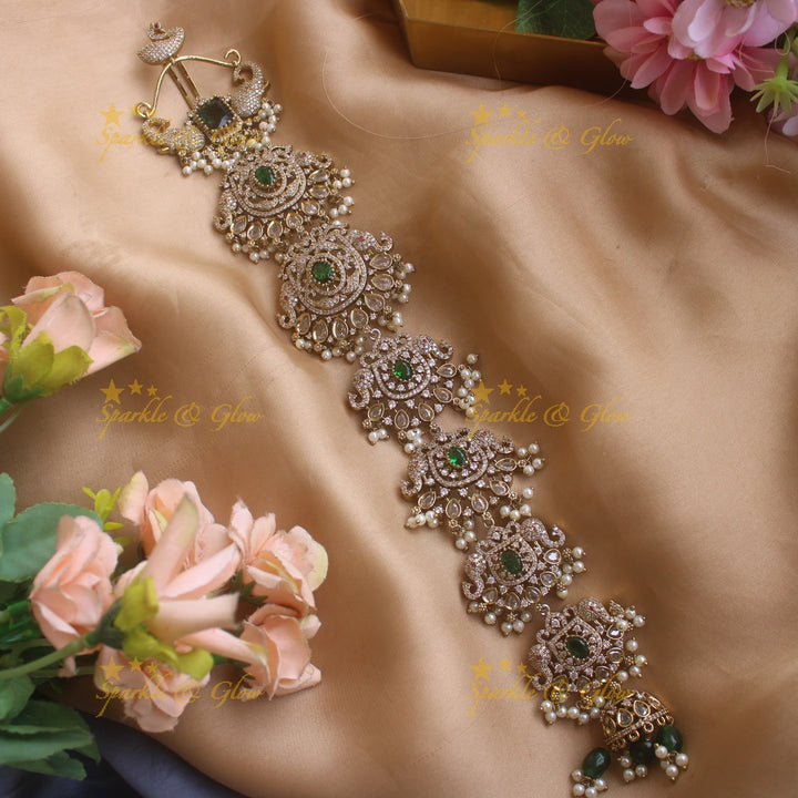 Gorgeous Elephant and floral design medium size victorian jadabilla with stones and beads