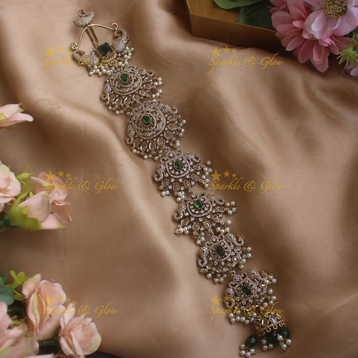Gorgeous Elephant and floral design medium size victorian jadabilla with stones and beads