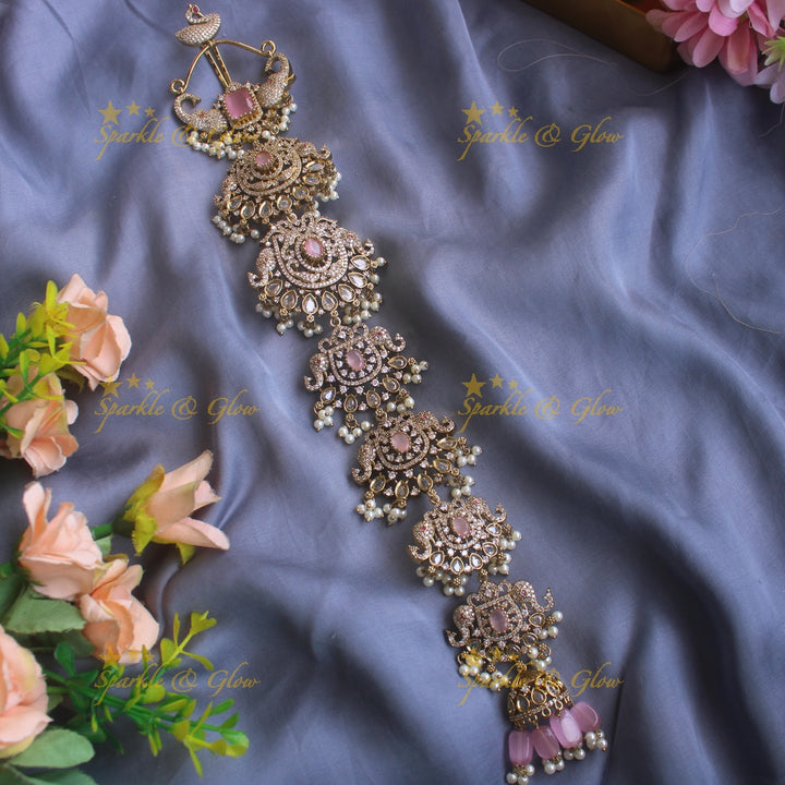 Gorgeous Elephant and floral design medium size victorian jadabilla with stones and beads