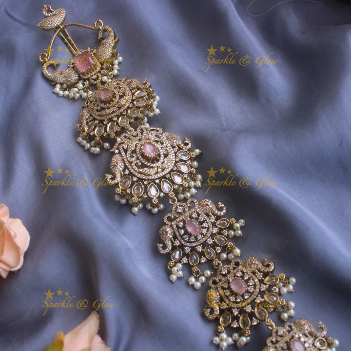 Gorgeous Elephant and floral design medium size victorian jadabilla with stones and beads