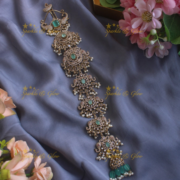 Gorgeous Elephant and floral design medium size victorian jadabilla with stones and beads