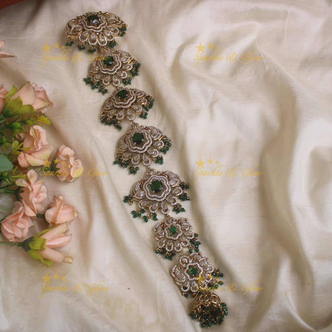 Stunning Floral Peacock design medium size victorian jadabilla with stones and beads
