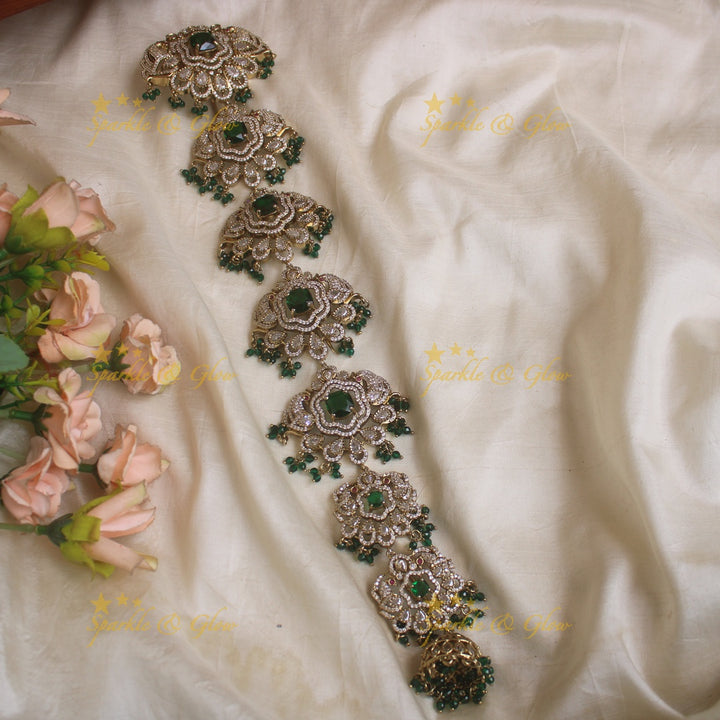 Stunning Floral Peacock design medium size victorian jadabilla with stones and beads