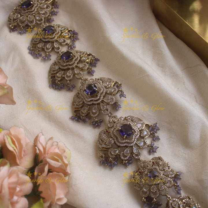 Stunning Floral Peacock design medium size victorian jadabilla with stones and beads