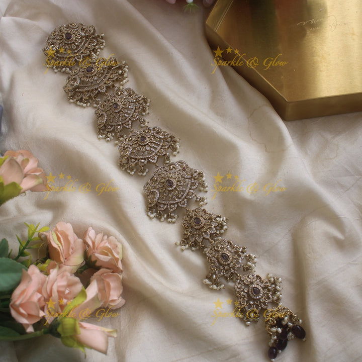 Sparkling Peacock floral design medium size victorian jadabilla with stones pearls and beads