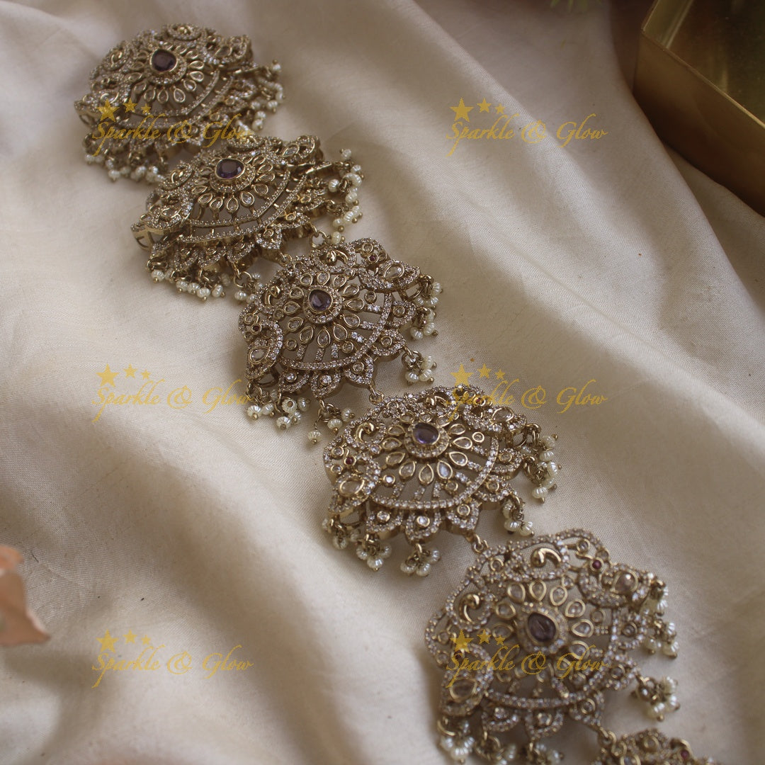 Sparkling Peacock floral design medium size victorian jadabilla with stones pearls and beads