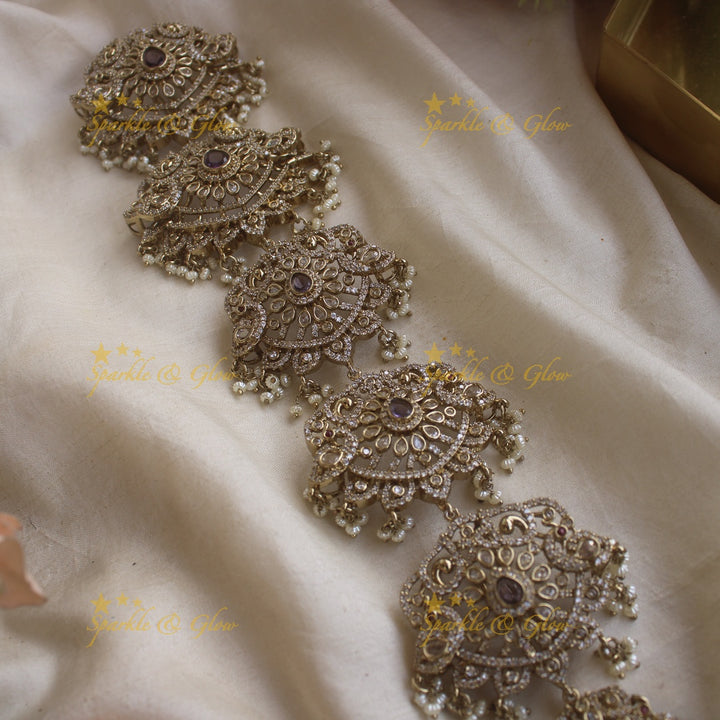 Sparkling Peacock floral design medium size victorian jadabilla with stones pearls and beads