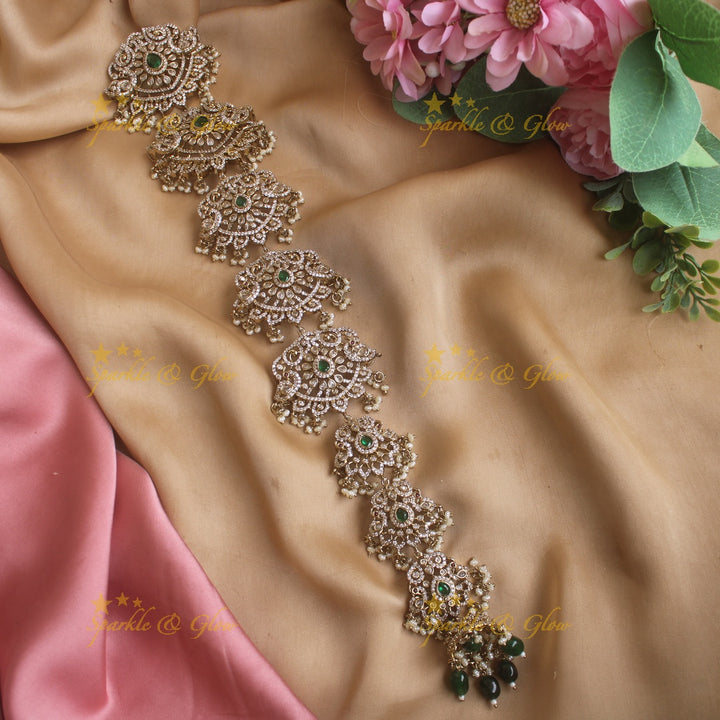 Sparkling Peacock floral design medium size victorian jadabilla with stones pearls and beads