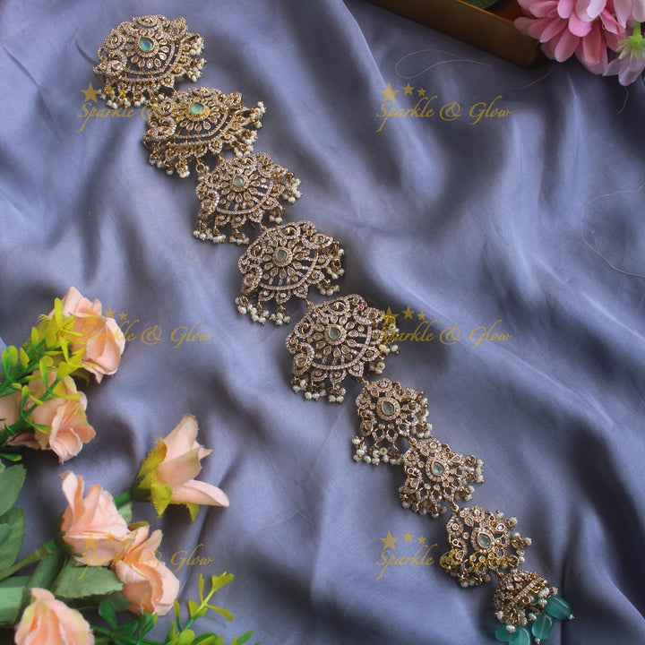 Sparkling Peacock floral design medium size victorian jadabilla with stones pearls and beads