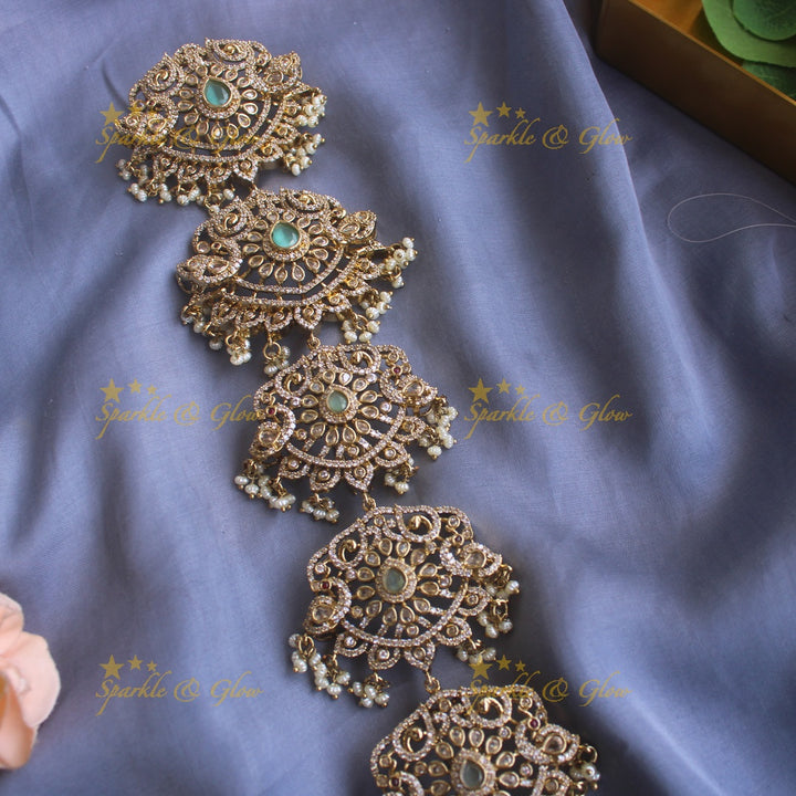 Sparkling Peacock floral design medium size victorian jadabilla with stones pearls and beads