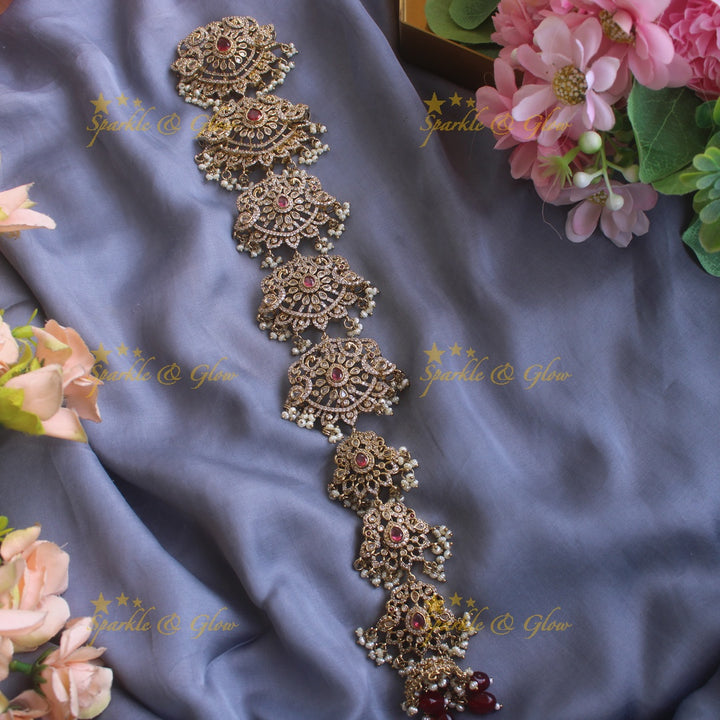 Sparkling Peacock floral design medium size victorian jadabilla with stones pearls and beads