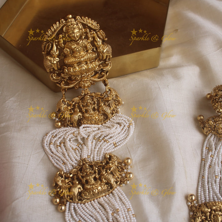 Statement celebrity inspired gold alike pearl cluster Nagas Jadabilla