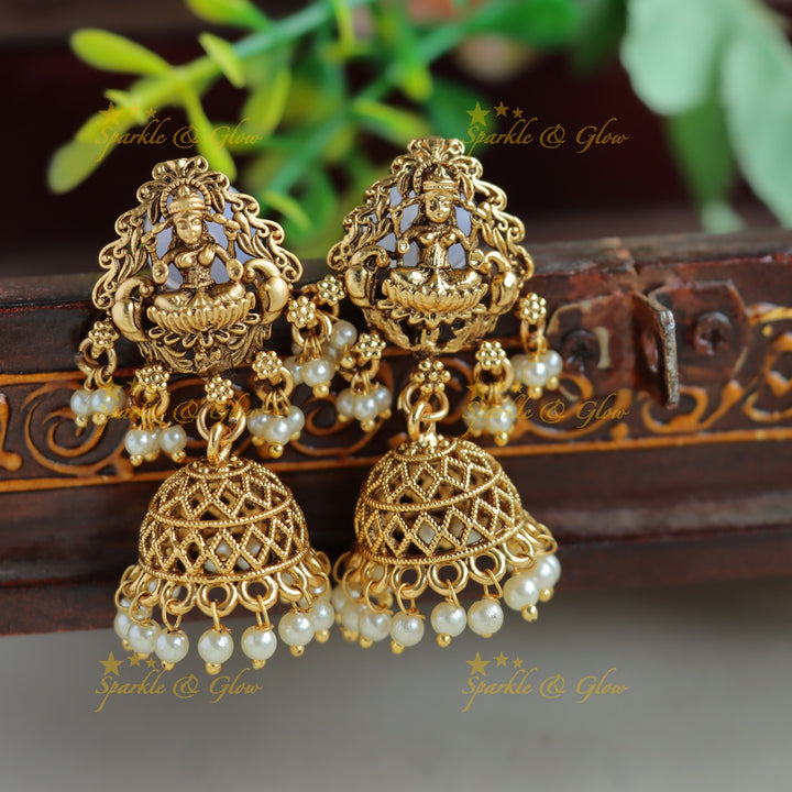 Statement Lakshmi peacock carved short necklace with gold beads