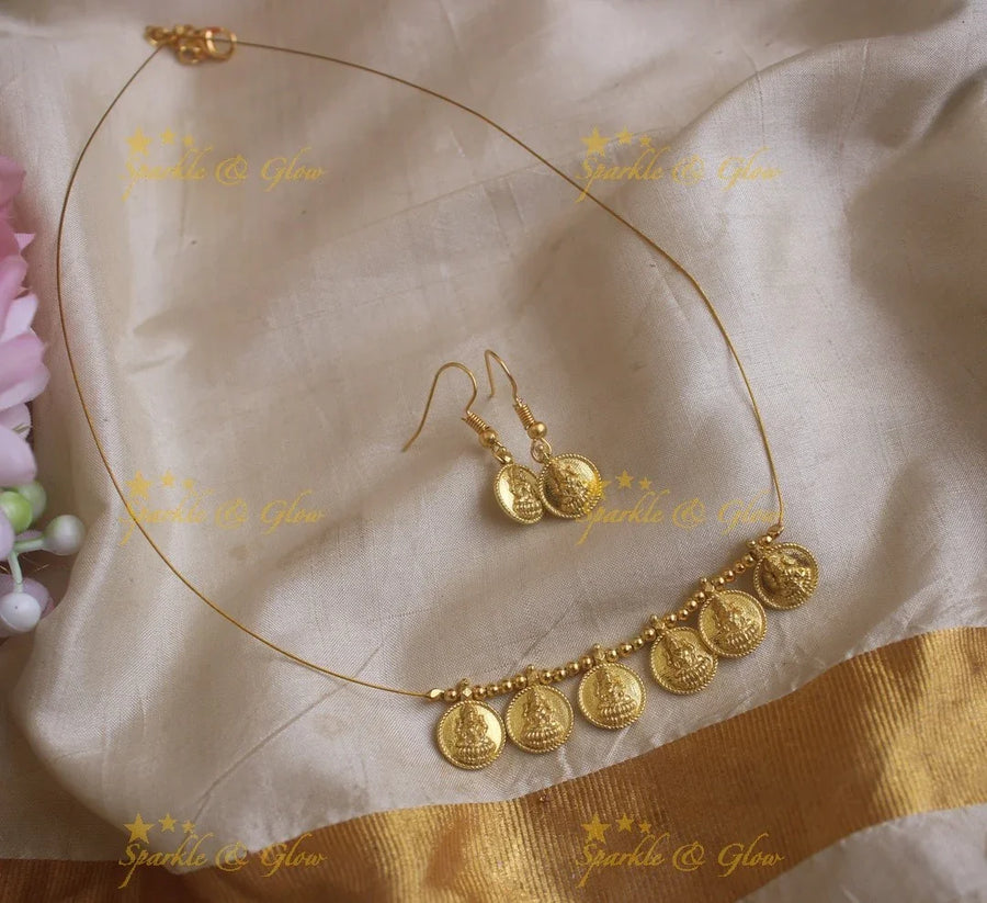 Beautiful Lakshmi coin short necklace - Sparkle and Glow