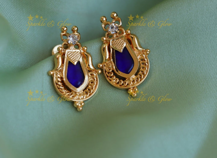 Sparkling Kerala Style Earrings-Red