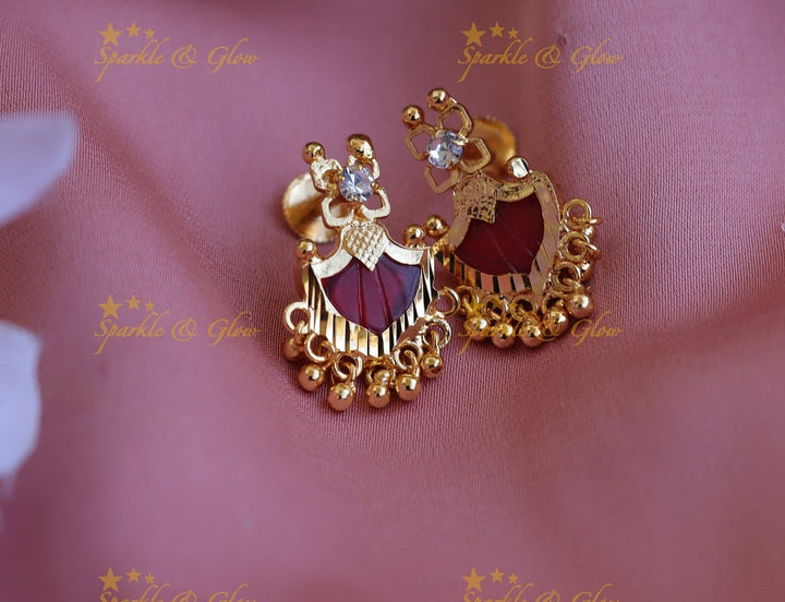 Beautiful Palaka design earrings-Red