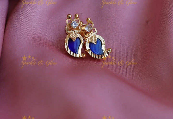 Elegant Mango design Kerala style earrings-Blue