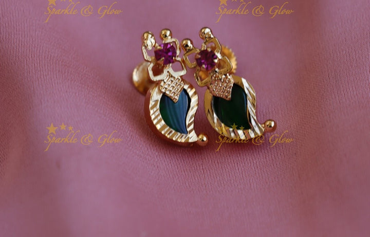 Elegant Mango design Kerala style earrings-Blue