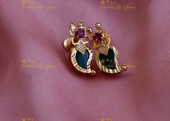 Elegant Mango design Kerala style earrings-Blue