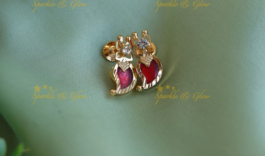 Elegant Mango design Kerala style earrings-Blue