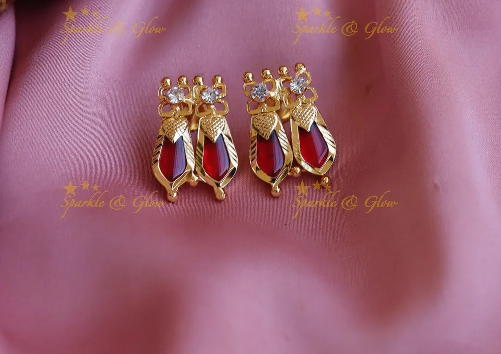 Beautiful Dual tone kerala style earrings-Blue - Sparkle and Glow